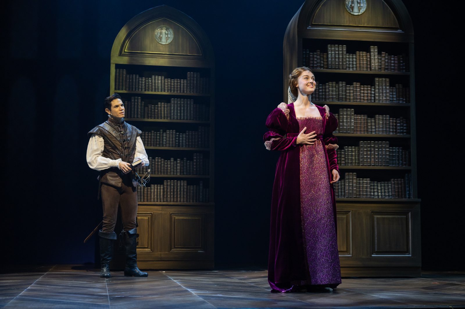 Jason Gotay as Prince Henry and Bailee Endebrock as Danielle in Ever After. Photo: Brennen Russell for The Phoenix Theatre Company.
