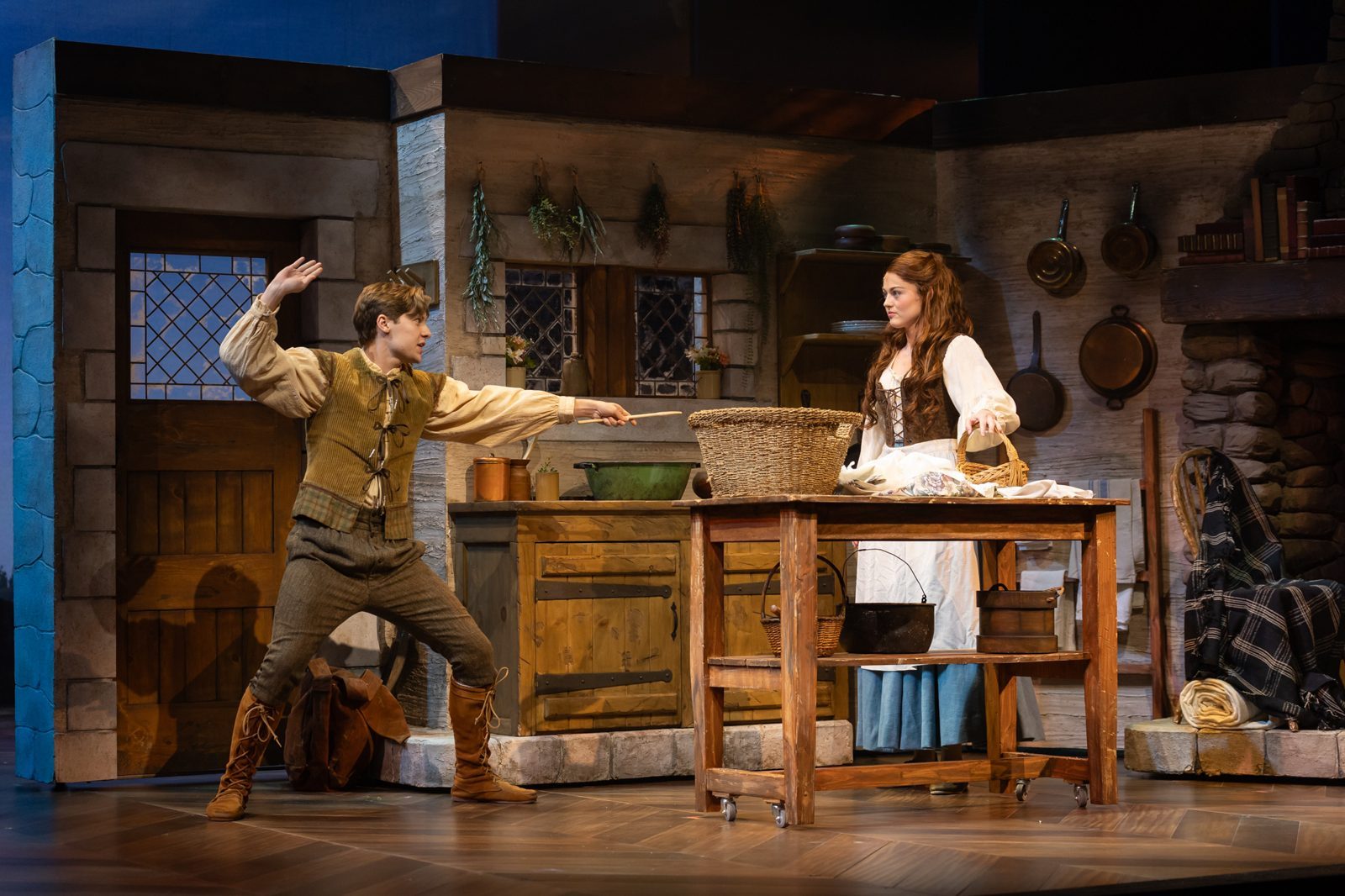 Luke Kolbe Mannikus as Gustave and Bailee Endebrock as Danielle in Ever After. Photo: Brennen Russell for The Phoenix Theatre Company.