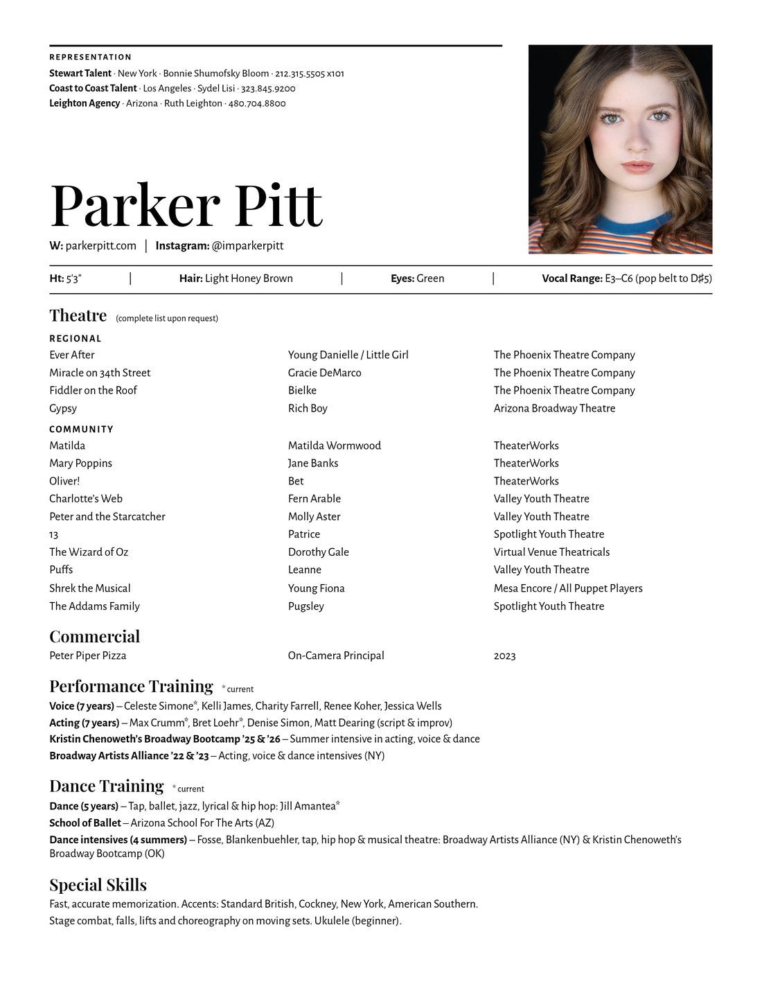 Preview of Parker Pitt’s acting résumé
